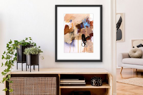 Un seul instant - Original abstract painting on paper - One of a kind