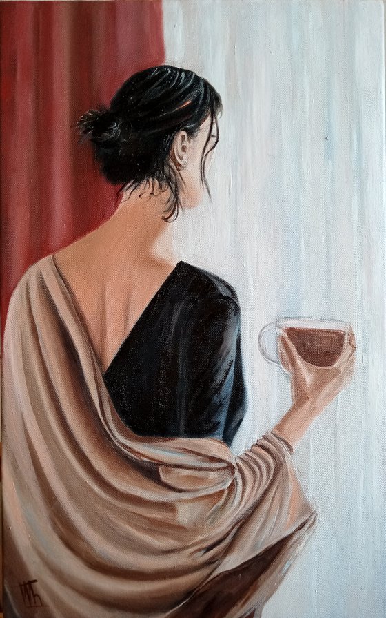 Morning Coffee. Woman with a Cup