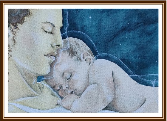 Sweet dreams #4... Mixed-media painting on paper. Original artwork by Svetlana Vorobyeva