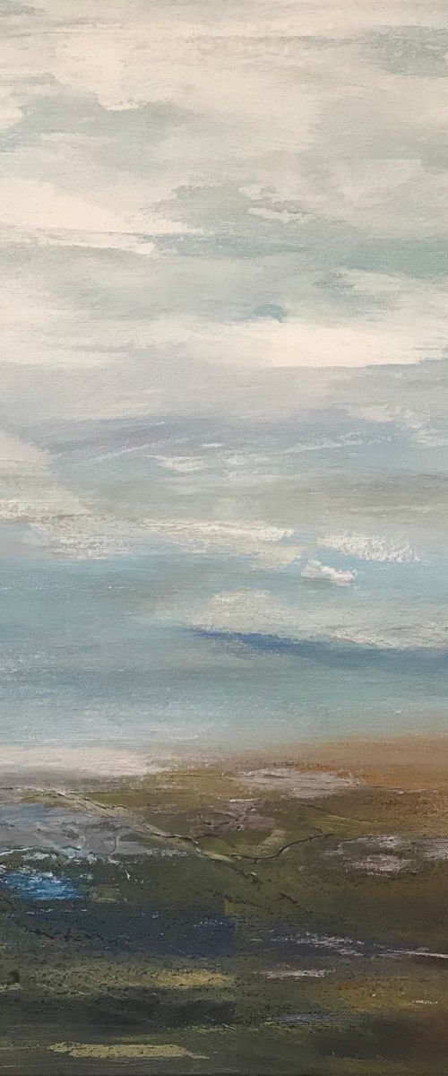 Bright clouds over the marshes by Amanda Lakin Art