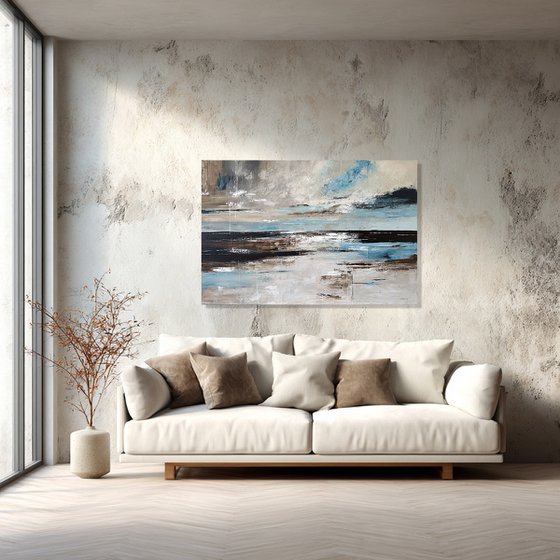 Azure Tidal Layers-Blue landscape