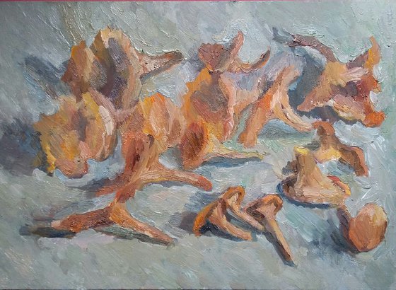 Mushrooms. Original oil painting.