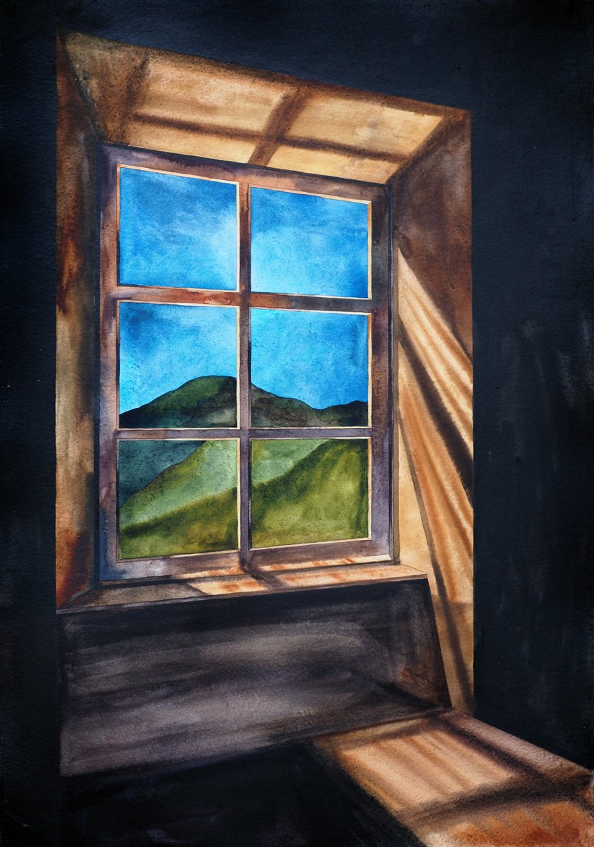 Impressionistic Cityscapes Watercolour By Delnara El, 29 X 41, The Only Thing Penetrates From Outside In, Original Artwork