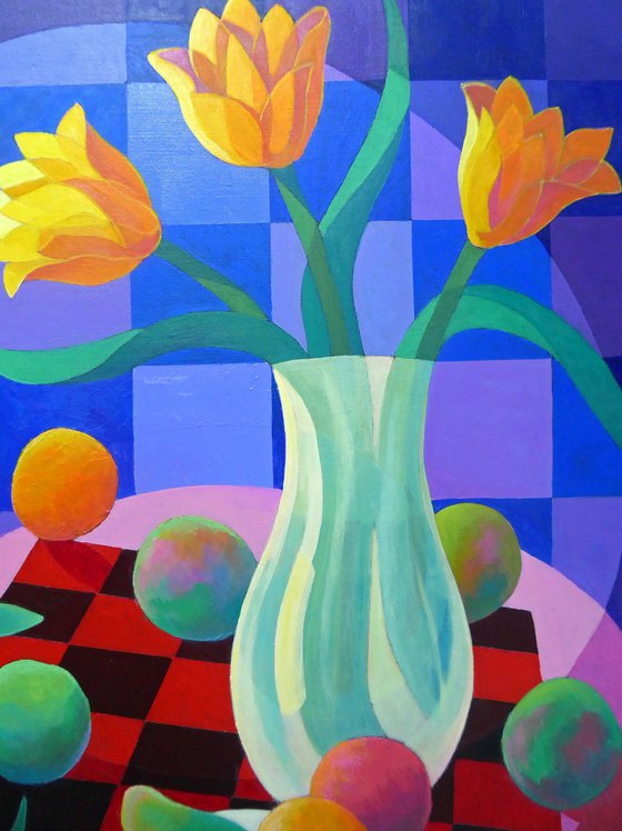 FRUITS AND FLOWERS UNDER SPOTLIGHT