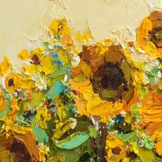 Sunflowers  Impasto Oil painting