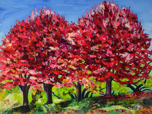 Four Red Trees by Christina M Plichta