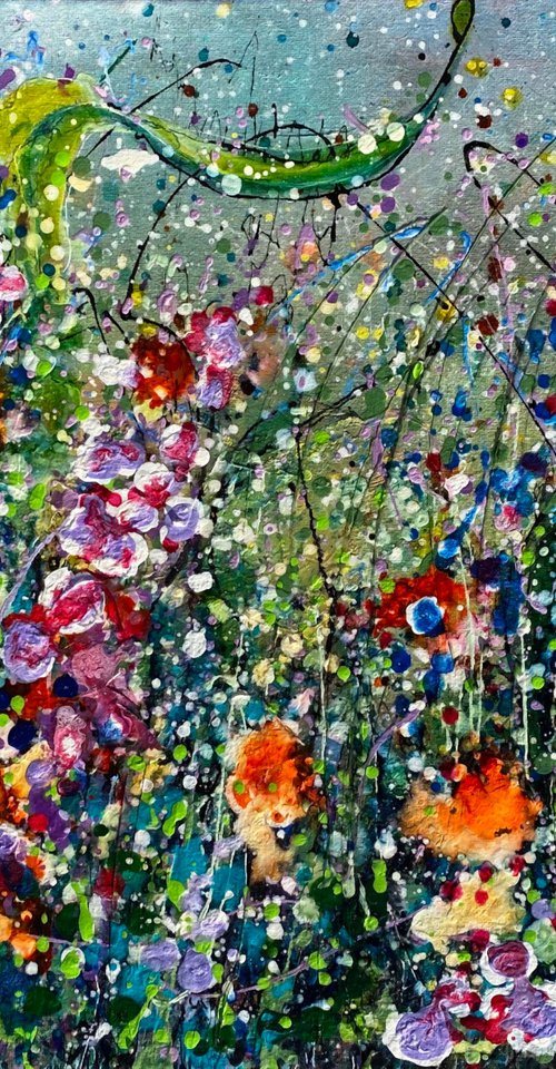 Flowers in Grasslands Original Painting by Lena Owens at OLena Art