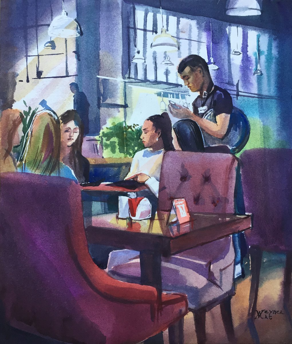 In the cafe by Natalia Veyner