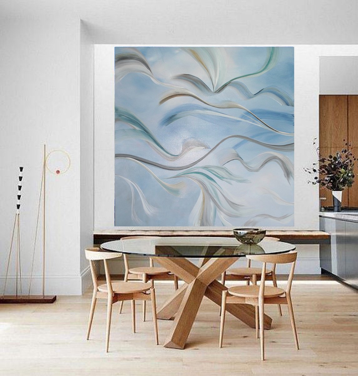 Organic Abstract Acrylic Painting By Susan Wooler, 39 X 39", Hushed Moment In Time, Original Artwork