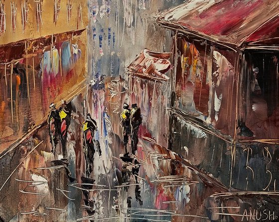 Modern cityscape -1  (40x60cm, oil painting, ready to hang)