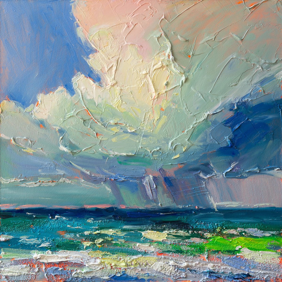 Impressionistic Landscape Oil Painting By Daria Zavadenko, 12 X 12, Beyond The Horizon ?11/18, Original Artwork