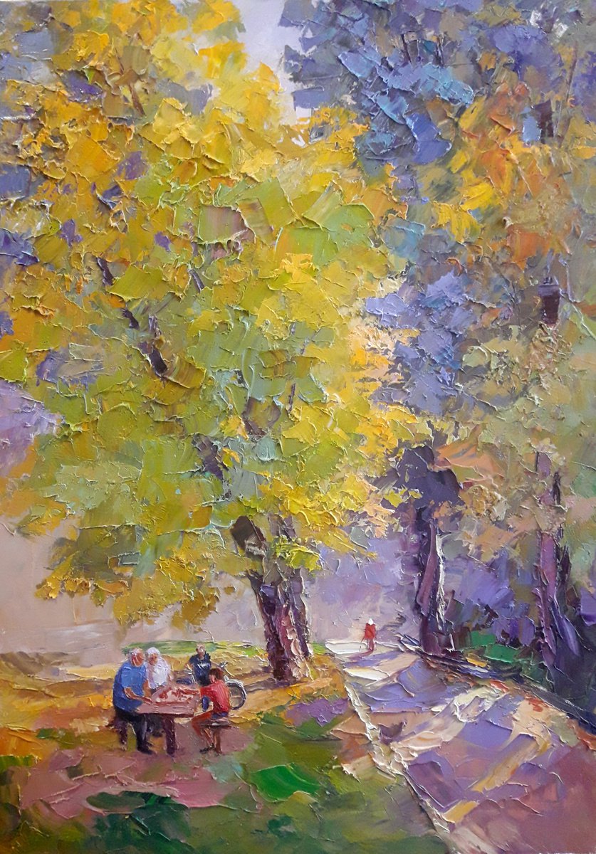 Oil painting Autumn in the park nSerb641 by Boris Serdyuk