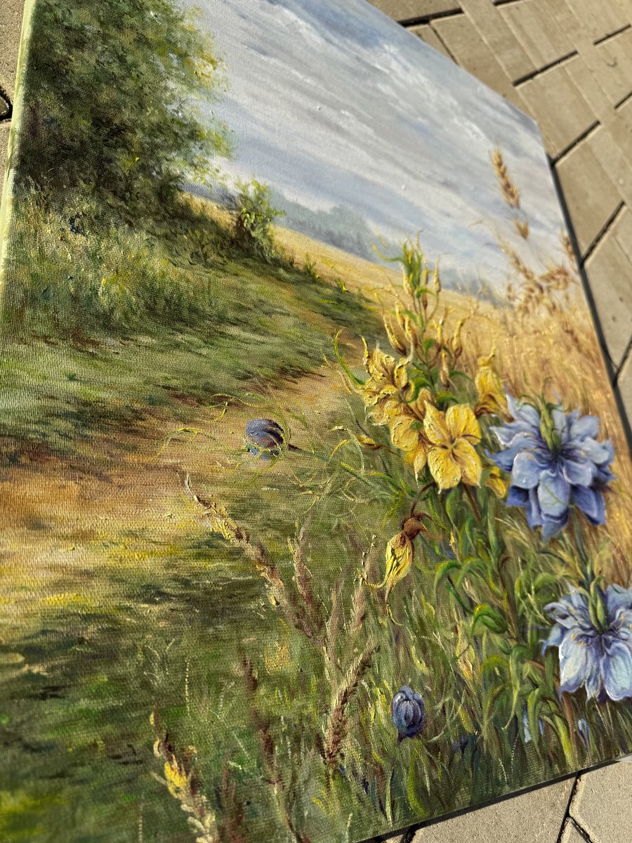 Photorealistic Landscape Oil Painting By Oana Voda, 20 X 24", End Of Summer, Original Artwork