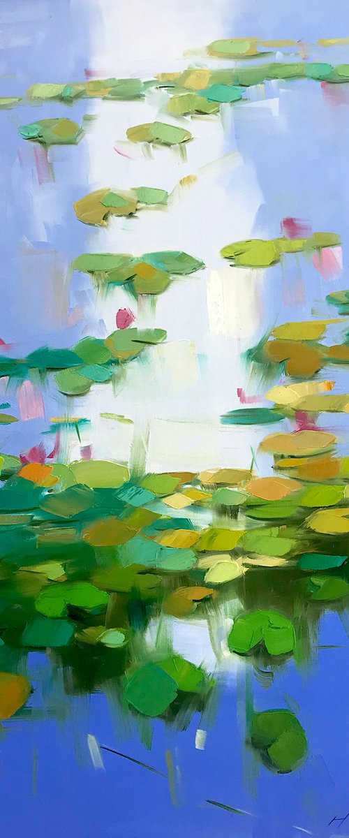 Lilies Pond, Original oil painting, Handmade artwork, One of a kind by Vahe Yeremyan