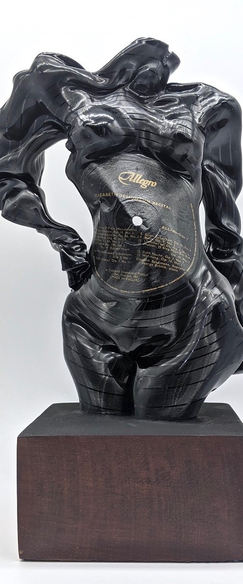 Vintage 60's Hollywood Glam Vinyl Music Record Sculpture by Seona Mason