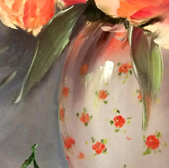 PEACH BLOSSOMS OF PEONIES - Modern still life. Beautiful peonies. Peach flowers. Abstract bouquet. Tenderness. Attention. Kindness.