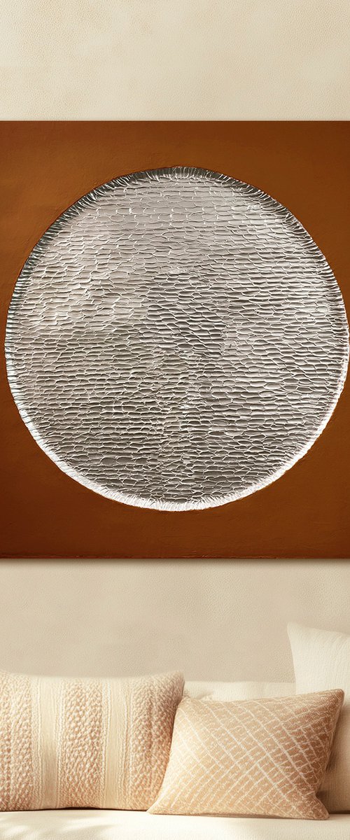"Copper Mars" Copper silver textured art by Alex