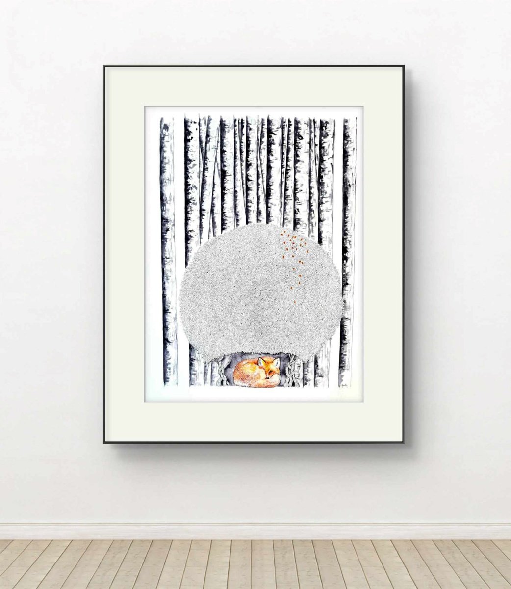 Graphic Landscape Watercolour By Marian Gorin, 12 X 16", Whispers In Geometric Silence, Original Artwork