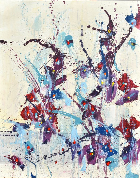 Fleur de Promesse (Flower of Promise) - 16 x 20 IN / 41 x 51 CM - Abstract Floral Oil Painting on Panel