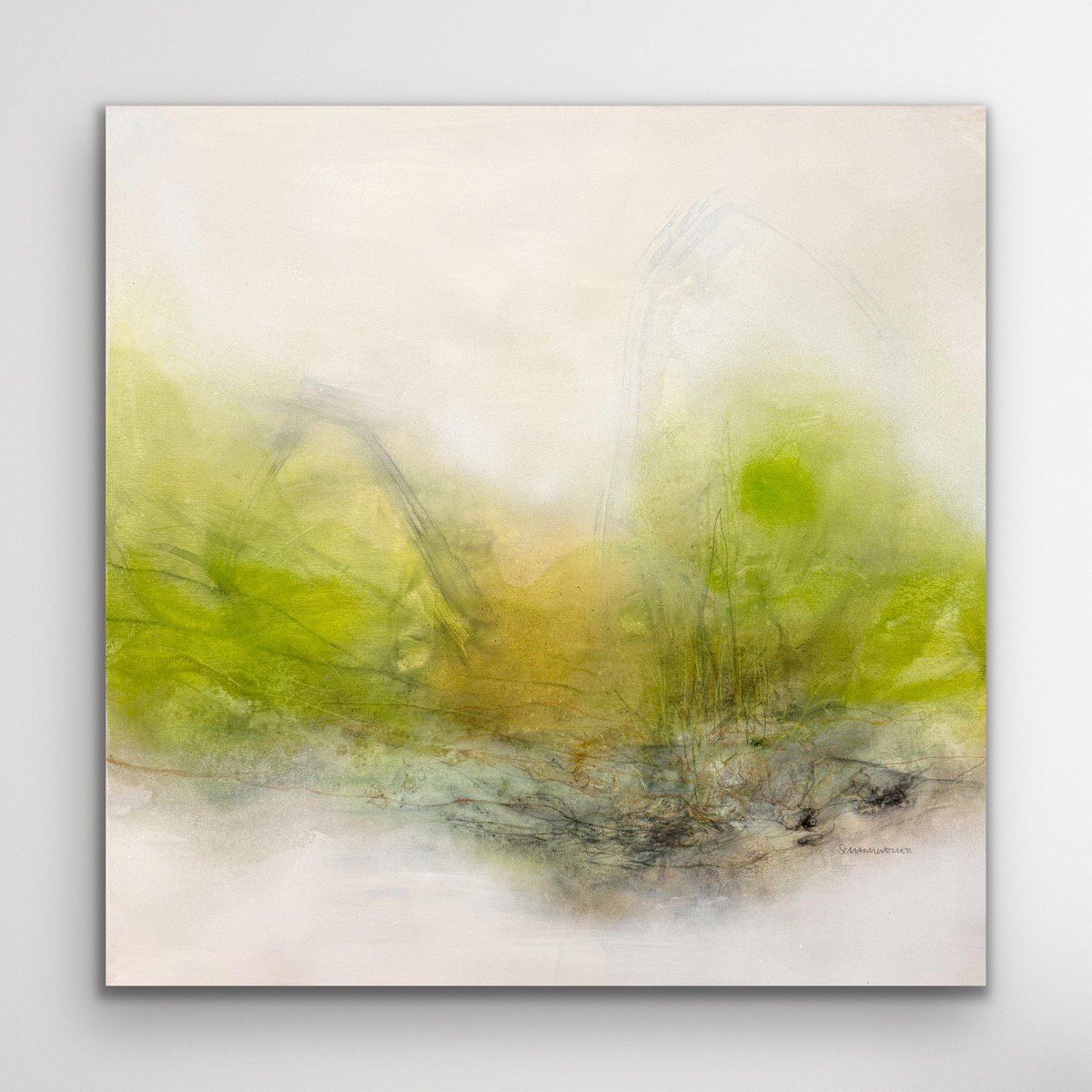 Abstract Landscape Acrylic Painting By Kirsten Schankweiler, 31 X 31", In The Heart Of Nature No.1, Original Artwork