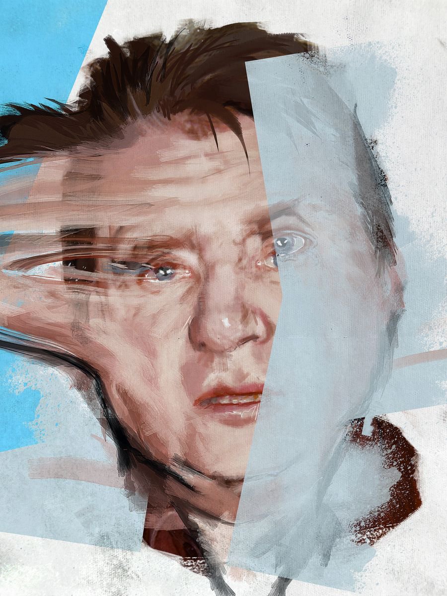 Impressionistic Portrait Acrylic Painting By Dario Moschetta, 24 X 31, Francis Bacon 2, Original Artwork