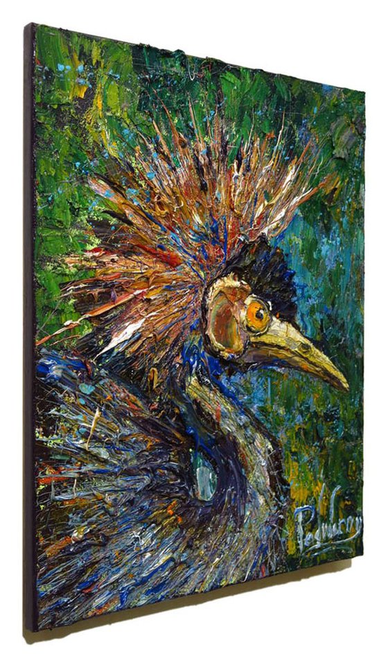 Original Oil Painting Bird Expressionism