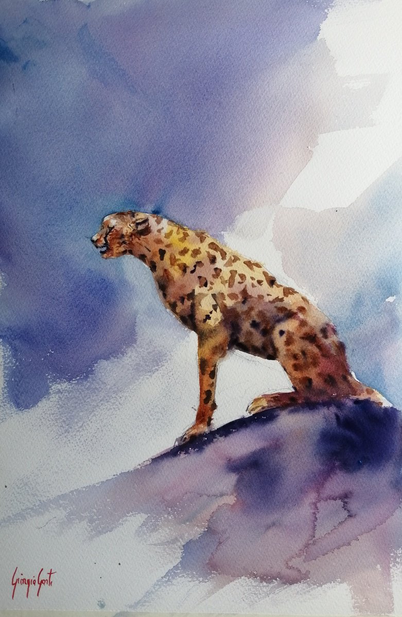 Impressionistic Watercolour , Leopard 2 By Giorgio Gosti, 14 X 21, Artwork For Sale On Artfinder