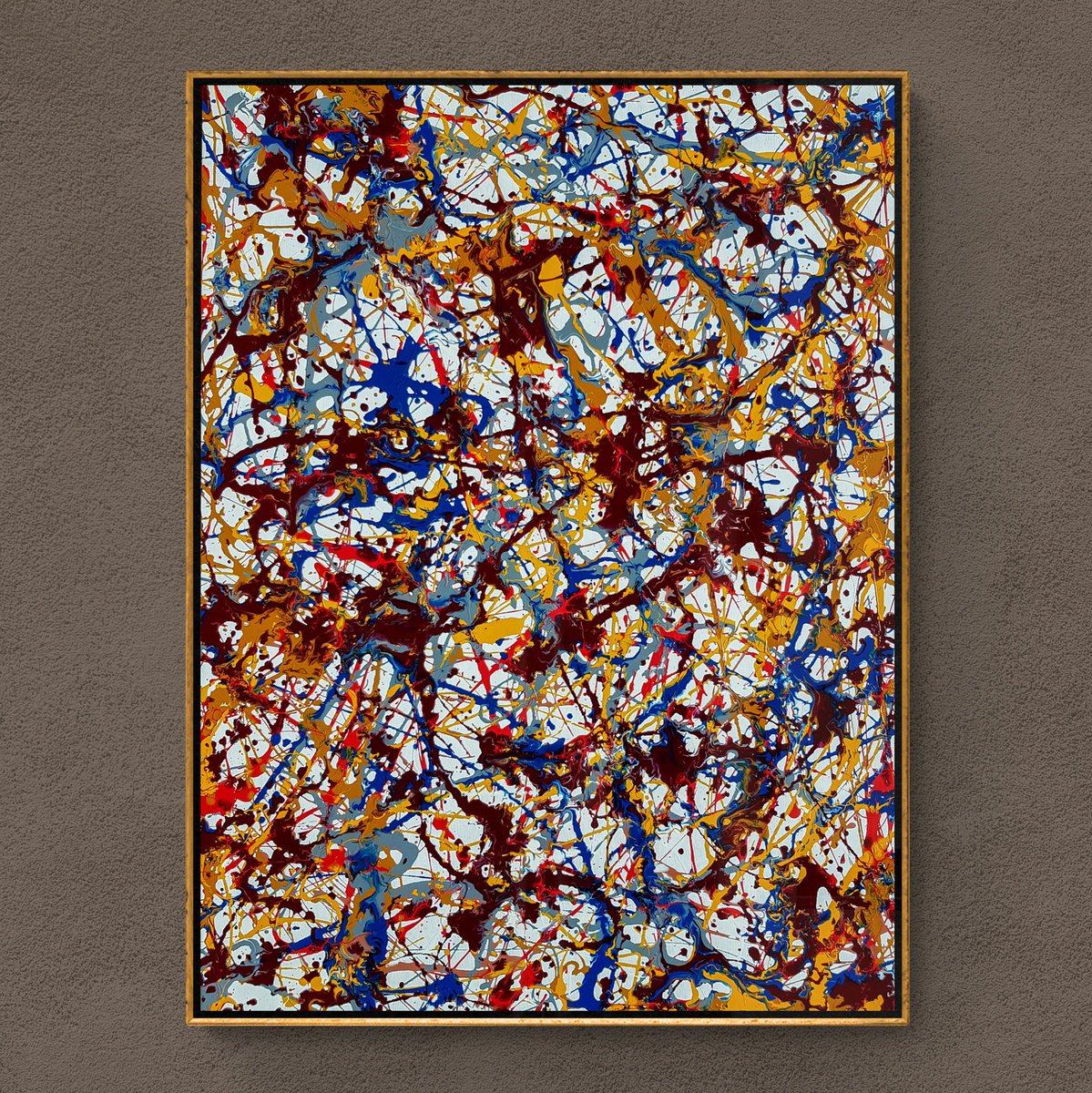 Ruza N-22 (H)80x(W)60x(D)3.5 cm. Jackson Pollock Style Abstract Painting by Retne