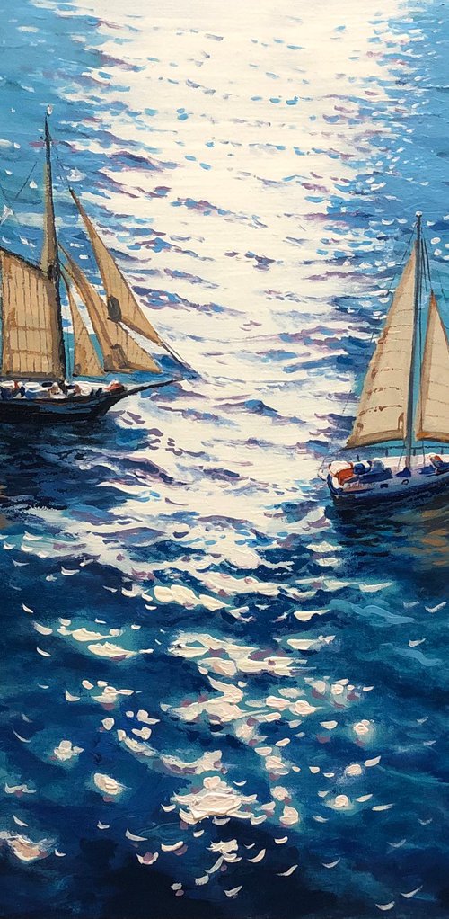 Seascape with Sailboats 35 by Garry Arzumanyan