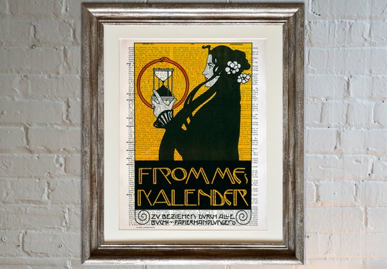 Fromme's Calendar Poster 2 - Collage Art Print on Large Real English Dictionary Vintage Book Page