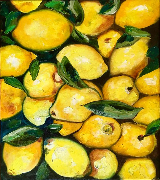 Lemons, oil painting, still life