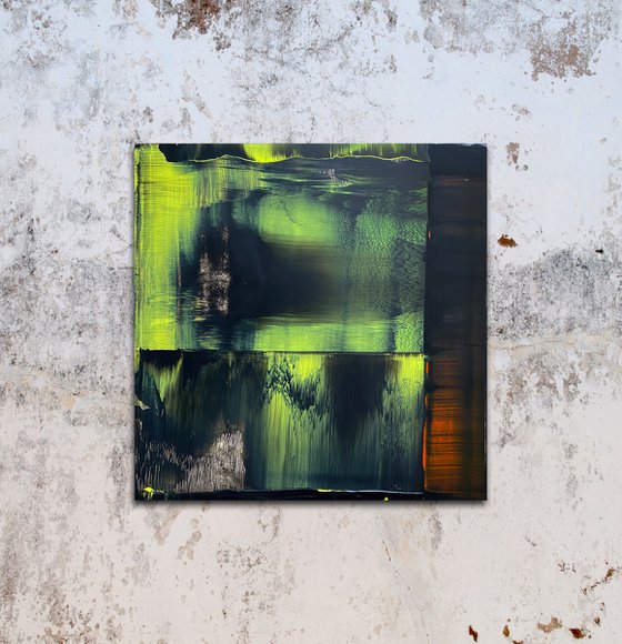 Fab AF - Original PMS Abstract Acrylic Painting On Reclaimed Wood Panel - 14" x 14.5"