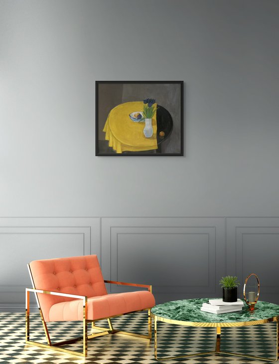 Tulips on a Yellow Table