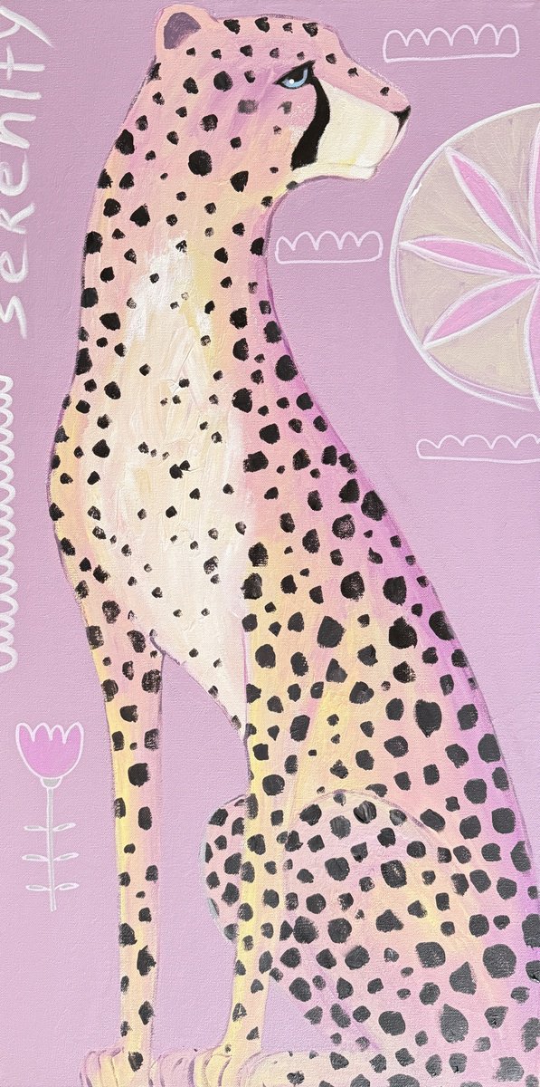 Surrealistic Animal Acrylic Painting By Daria Borisova, 18 X 36, Serenity, Original Artwork