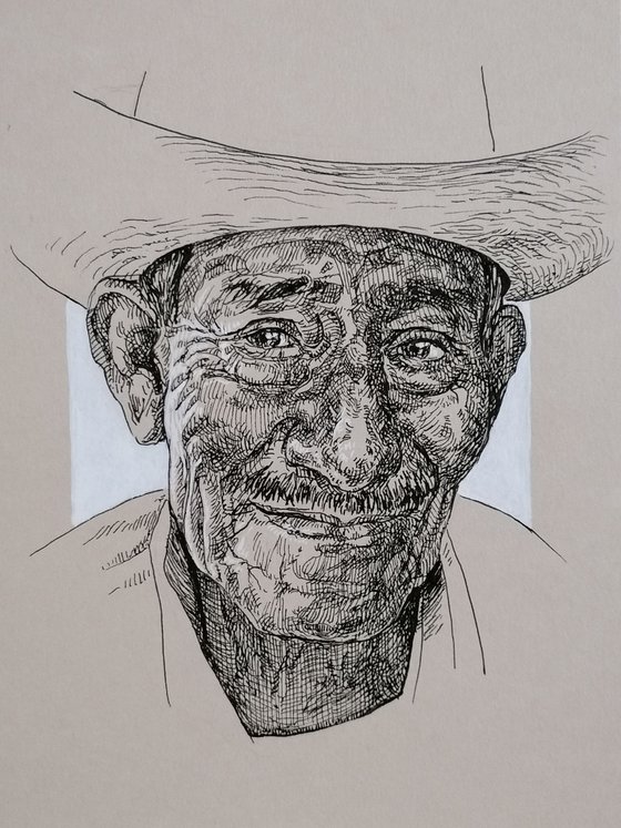 Man portrait. Portrait on paper. Portrait drawing