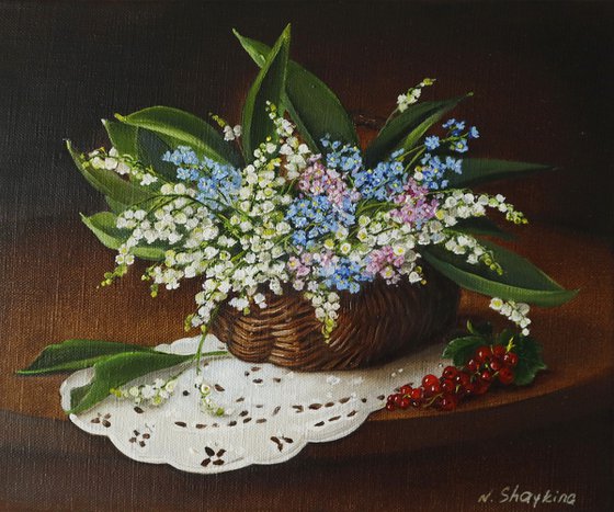 Lily of the Valley in Wicker Basket
