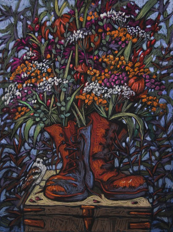 Bouquet in boots