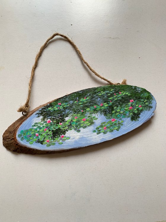 Monet’s Water lilies garden - painting on wood