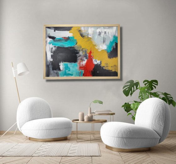 framed paintings for living room/extra large painting/abstract Wall Art/original painting/painting on canvas 100x70-title-c751