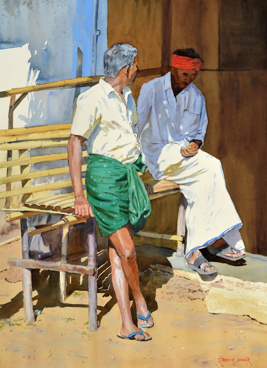 Rustic conversation by Ramesh Jhawar