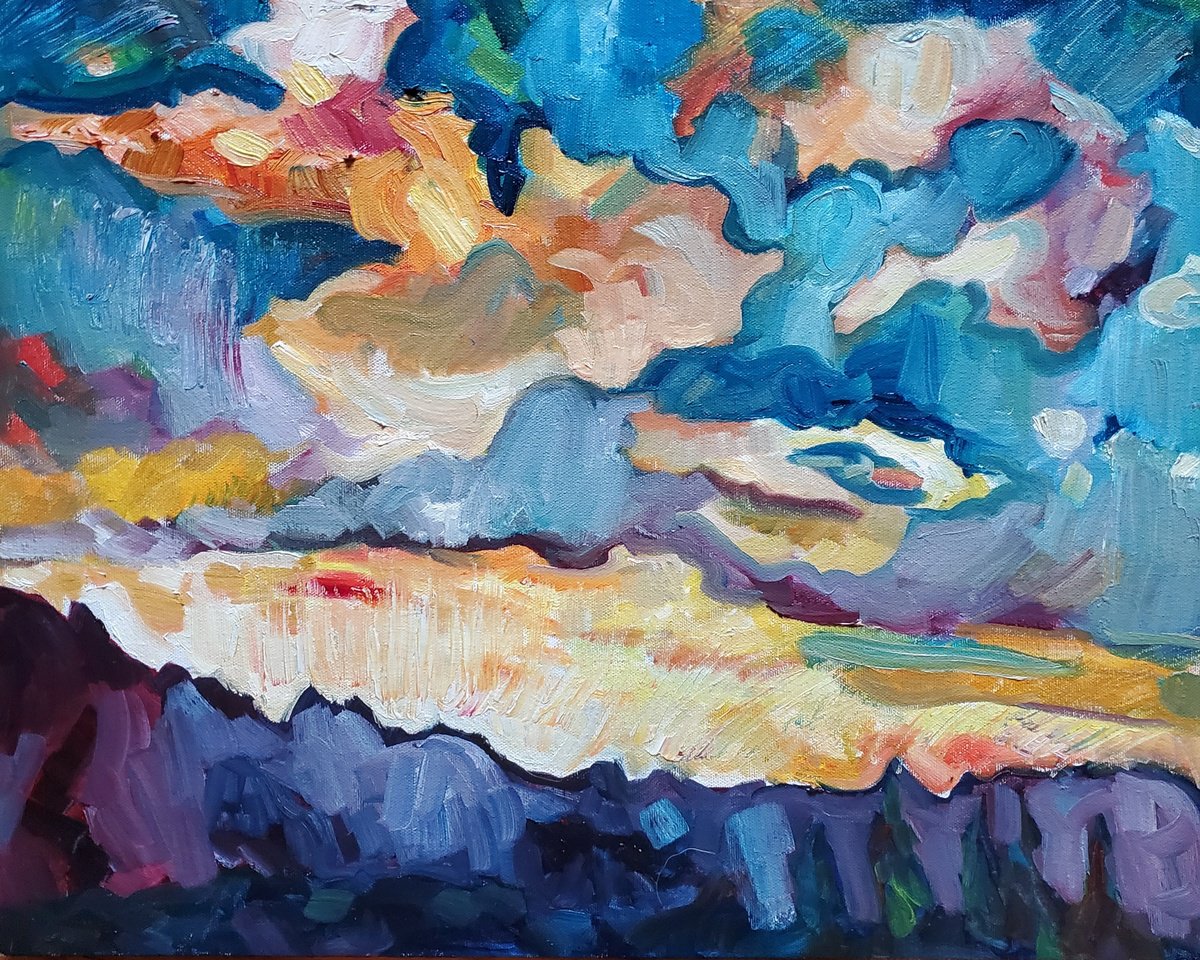 someone painted the sky, oil on streched canvas, by Lydia Knox