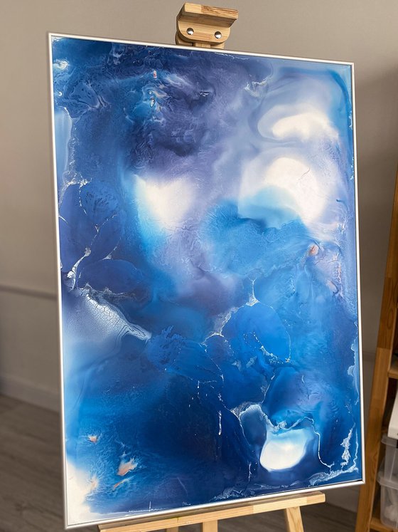 Deep Blue Silver Abstract