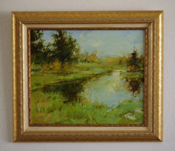 Landscape  Original oil painting  Handmade artwork Framed Ready to Hang One of a kind