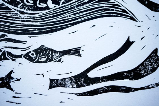 Sleeping Siren Linocut Print