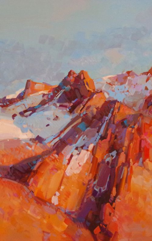 Glacier Mountain, Landscape, Original oil painting, One of a kind, Signed with Certificate of Authenticity by Vahe Yeremyan