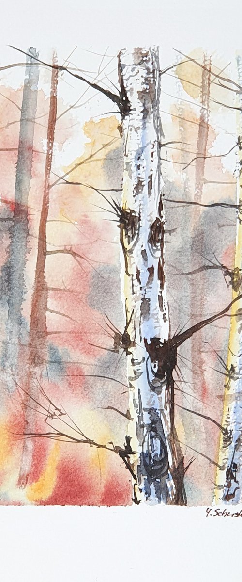 5/20 ORIGINAL WATERCOLOR painting. Trees series by Yulia Schuster