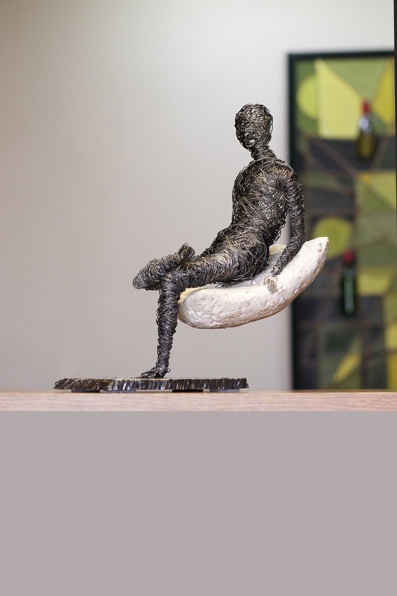 Expressive Portrait Sculpture By Karen Axikyan, 11 X 11", Relax, Original Artwork