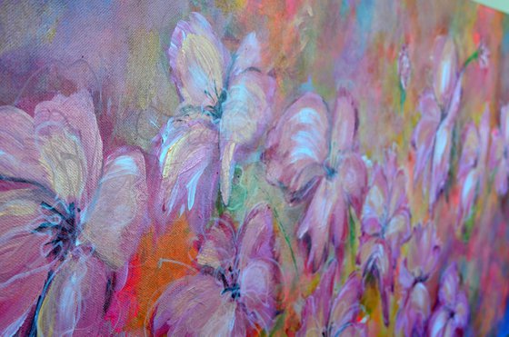 Misty Flowers - Extra Large  Abstract floral art