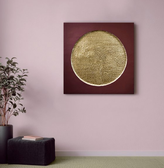 "Golden Burgundy Mars" Gold textured high art