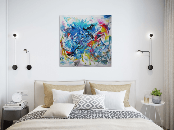 Transformation 140223 - large 30 x 30 original acrylic abstract painting on canvas, powerful and uplifting artwork